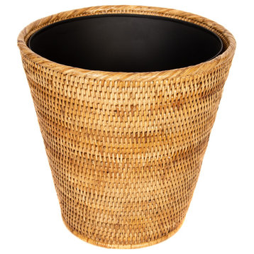 Artifacts Rattan™ Round Tapered Waste Basket with Metal Liner, Honey Brown