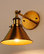 Brass Finish 1-Light Wall Sconce With Cone Shade Metal