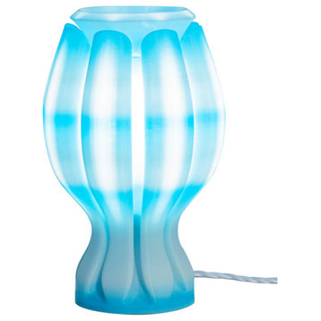 Flower 13" Tropical Plant-Based PLA Dimmable LED Table Lamp, Blue/White