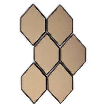 Diamond Glass Gold Mirror 3x5 Honeycomb Mosaic Decorative Tile-Peel & Stick