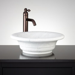 Curved Rim Carrara Marble Vessel Sink - Bathroom Sinks