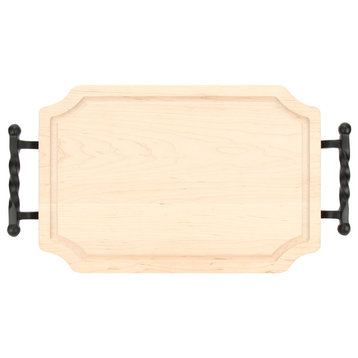 BigWood Boards Scalloped Cutting Board, Twisted Ball Handles, Maple, 12x18x1"