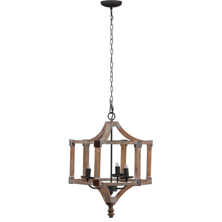 Andreas 3 Light Chandelier, Antique Wood