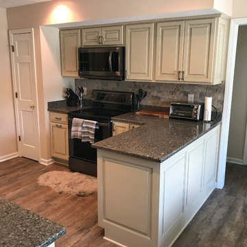 Amish Custom Cabinetry-Antique White with Gray Flood Glaze