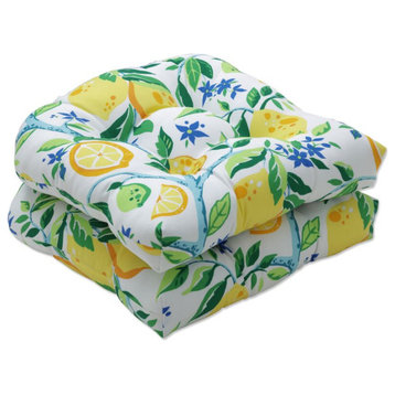 Lemon Tree Yellow Wicker Seat Cushion, Set of 2