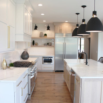 Oak, and White Kitchen with Matte Black Accents in Iowa Aspen Homes Farmhouse