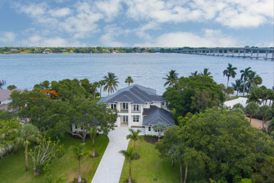 Huge transitional two-story exterior home idea in Miami