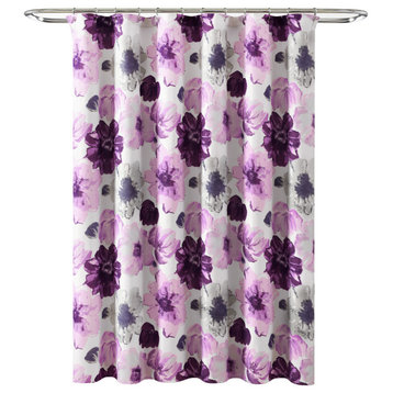 Leah Shower Curtain Gray/Purple Single 72X72