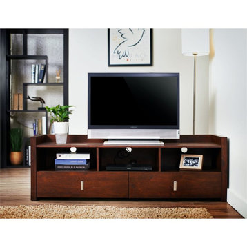 Furniture of America Kima Transitional Wood 2-Drawer TV Stand in Vintage Walnut