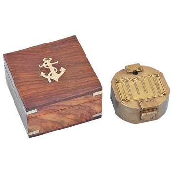 Brunton Pocket Transit Compass With Rosewood Box, Antique Brass, 4"