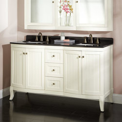 60" Palmetto Creamy White Double Vanity Set - Bathroom Vanities And Sink Consoles