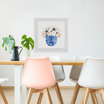 "Indigo and Peach Luxury" Framed Painting Print