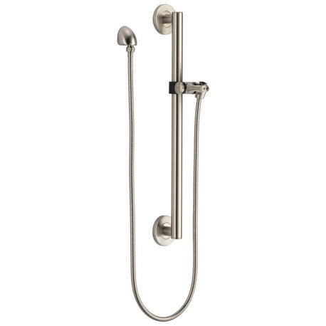 Delta Adjustable Slide Bar/Grab Bar Assembly With Elbow, Stainless, 51600-SS