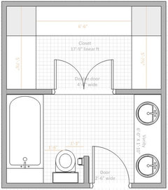 Need help with bathroom layout to maximize closet and storage!