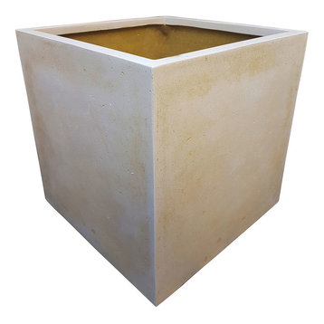 Off-White Cube Polystone Planter, 70X70X62 cm