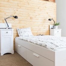 Scandinavian- inspired bedroom in the Hungarian countryside