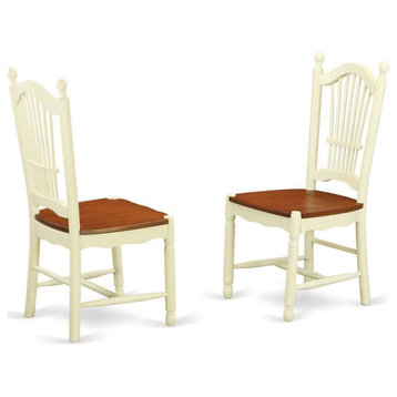 East West Furniture Dover 11" Wood Dining Chairs in Cream/Cherry (Set of 2)