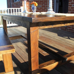 6 Ft. Pine Pine Farmhouse Table & Matching Bench - Dining Tables
