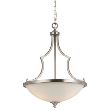 26.50" Inch Three Light Pendant Fixture In Brushed Steel