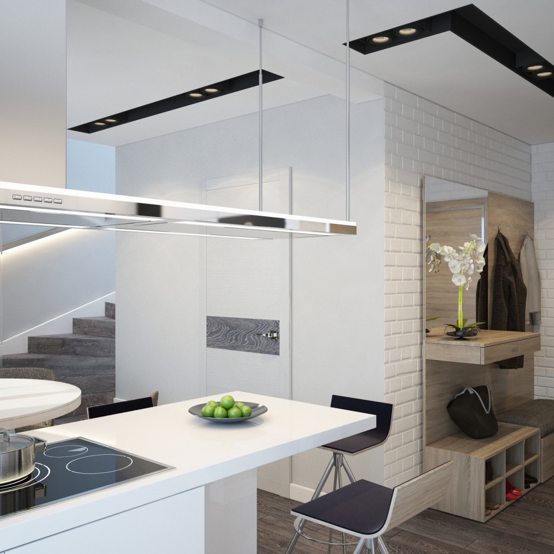 Interior of spacious white studio