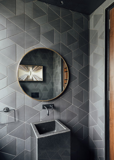 Midcentury Powder Room by Rohit Bhoite House of Design