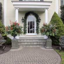 Pine Evergreen Holly Berries Basket Arrangement