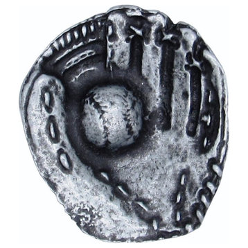Baseball Glove With Ball Cabinet Knob, Pewter