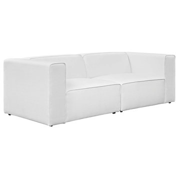 Mingle 2-Piece Upholstered Fabric Sectional Sofa Set, White
