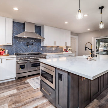 Bold blue backsplash to make an outstanding kitchen in Sacramento, CA