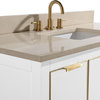Avanity Austen 48 in. Vanity in White with Gold Trim and Crema Marfil Marble Top