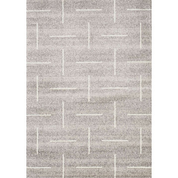 Madrid Collection Modern Gray Lines Rug, 2'8"x4'11"