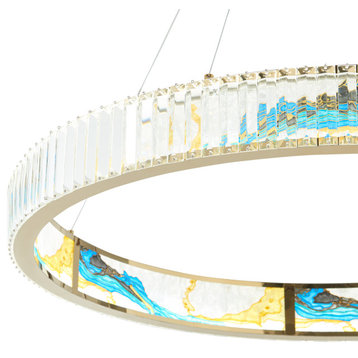 Boeseman's Dimmable Integrated LED Crystal Colorful Chandelier, 1 Tier