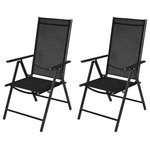 vidaXL - vidaXL Patio Folding Chairs 2 Pcs Garden Chair Aluminum and Textilene Black - This folding chair set has a stylish and timeless design, and will provide comfortable seating in the garden or on the patio. The powder-coated aluminum frame makes the chairs very sturdy and durable. The garden chairs have a soft-to-the-touch, weather-resistant textilene top and can be adjusted into 7 positions, so you can always find the most comfortable seating position. Thanks to their lightweight construction, the chairs can be easily moved around. They can be folded to save space when not in use. Delivery includes 2 chairs.