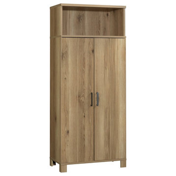 Pemberly Row Farmhouse Engineered Wood Storage Cabinet in Timber Oak