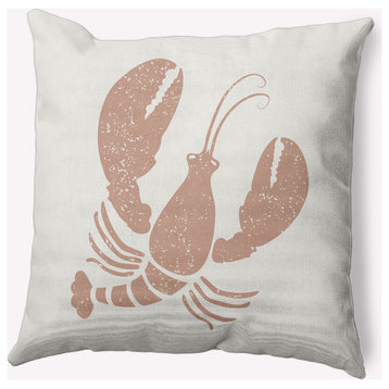 26x26" Lobster Nautical Decorative Indoor Pillow, Mauve and White
