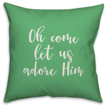Oh Come Let Us Adore Him, Light Green 18x18 Throw Pillow Cover