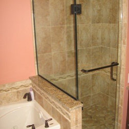 Framless Return Shower Doors with Knee Walls - Shower Doors