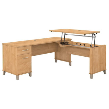 Scranton & Co Furniture Somerset 72W 3 Position Sit Stand L Desk in Maple Cross