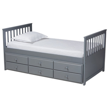 Stroud Classic and Traditional Gray Wood Twin Size Daybed With Trundle