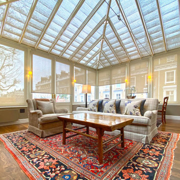 London Terrace Conservatory - French Pinoleum Blinds and Screen Roller Blinds