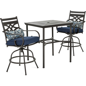 Montclair 3-Piece High-Dining Set With Rockers and Square Table, Navy