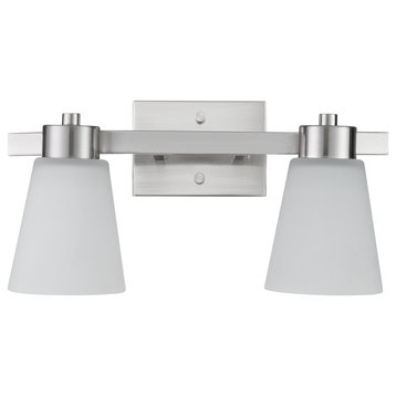 Prominence Home Fairendale Bath and Vanity Light, Brushed Nickel, 2 Light, Frosted Glass