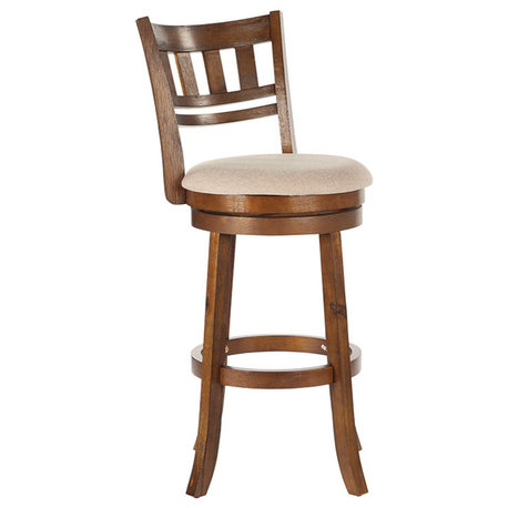 Swivel Stool 30" With Slatted Back, Burnt Brown