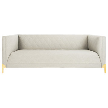 Safavieh Couture Luanna Diamond Trellis Sofa, Light Gray/Gold