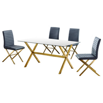 Timber Modern Dining Collection Dining Set, Chair: Gray, Gold