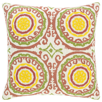 Termez TMZ-001 Pillow Cover, Yellow, 18"x18", Pillow Cover Only