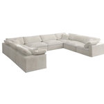 Meridian Furniture - Cozy Velvet Upholstered Comfort 8-Piece U-Shaped Modular Sectional, Cream - Bring home this Cozy 8-piece sectional for a fresh new look. Embrace casual elegance with this Cozy velvet cloud-like comfort modular fiber-filled seating option. Handsome from all angles, this piece features soft cream velvet upholstery to make it an easy fit in any room. This modular piece can be combined with other items in the Cozy collection to create a seating group of your dreams. The cushions on this piece are exceptionally comfortableand filled with fiber for luxury that you deserve as you rest and relax.