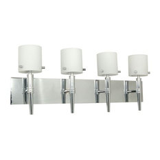 Polished Chrome and Satin White Glass 4-Light Bath Wall