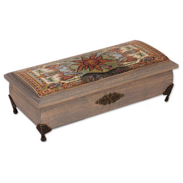 NOVICA World Of The Sun And Decoupage Wood Decorative Box