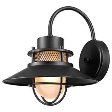 Black Outdoor Barn Light Exterior Light Fixture With Frosted Glass Shade